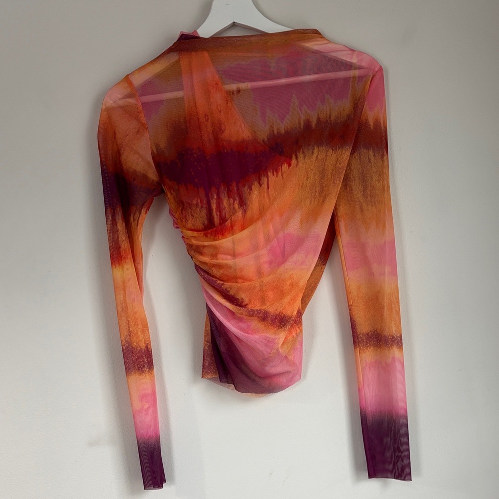 Zara Pink and Orange Tie-Dye Blouse - Picture 2 of 4